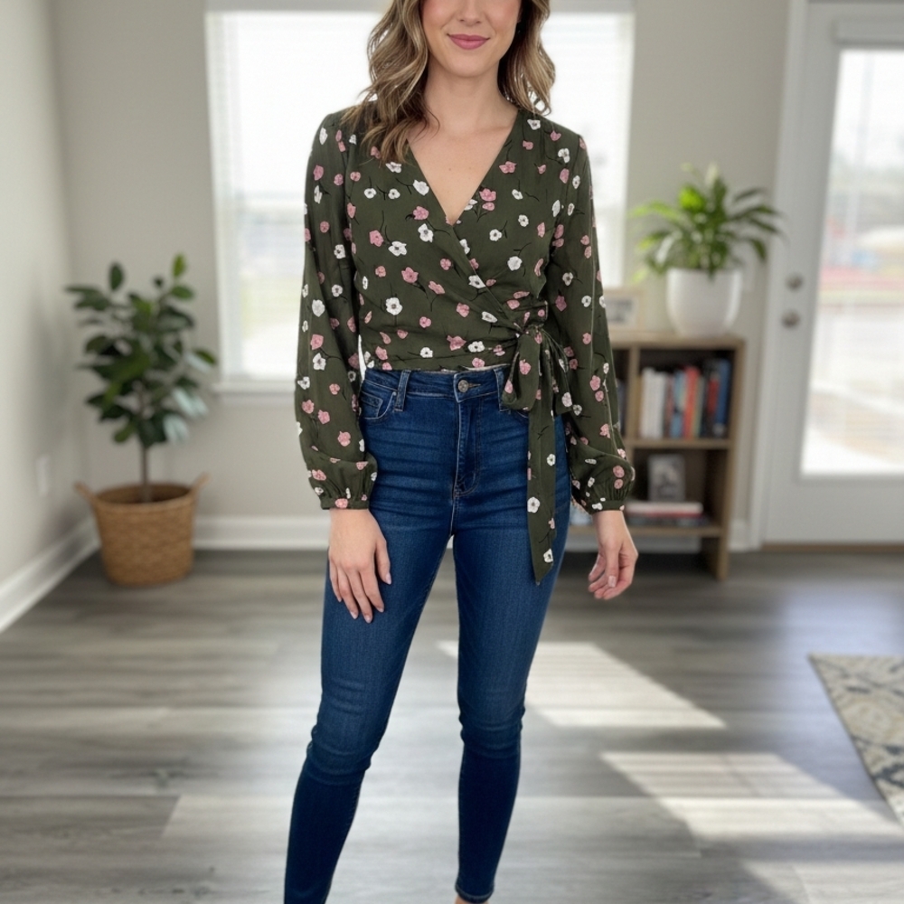 41 Hawthorn Olive Floral Blouse